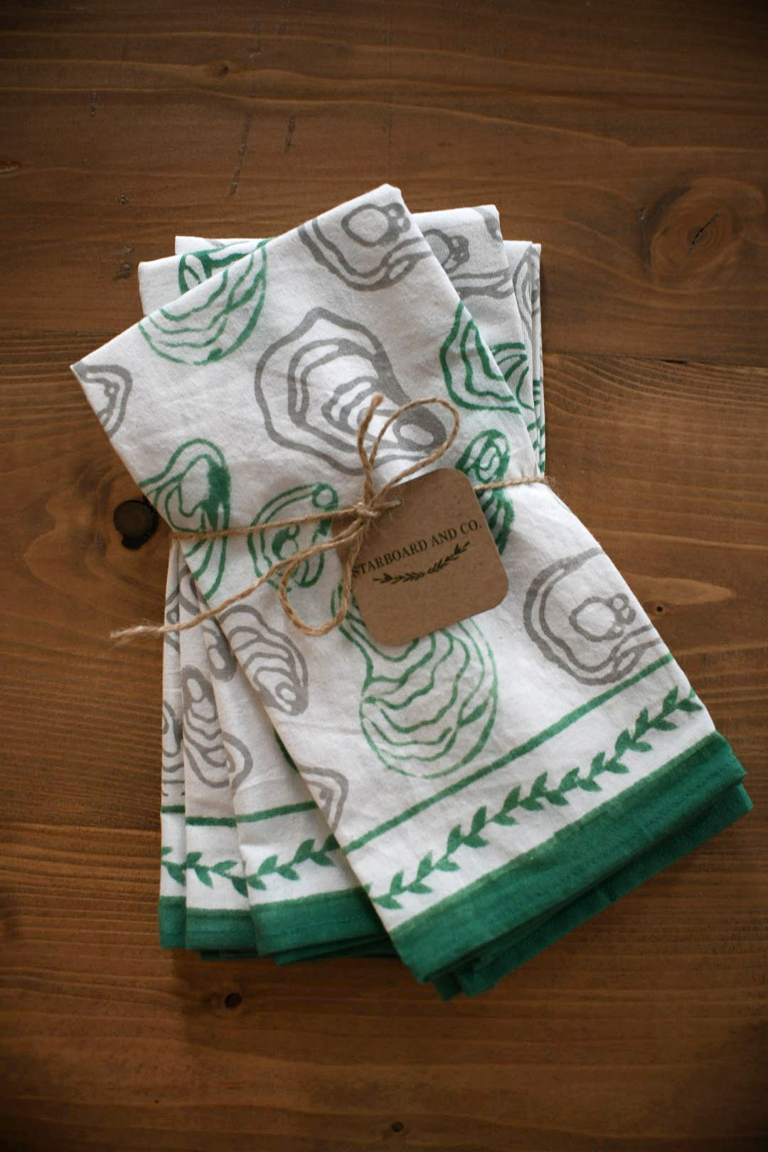Linen Maine Oyster Napkins (Green, Set of 4)
