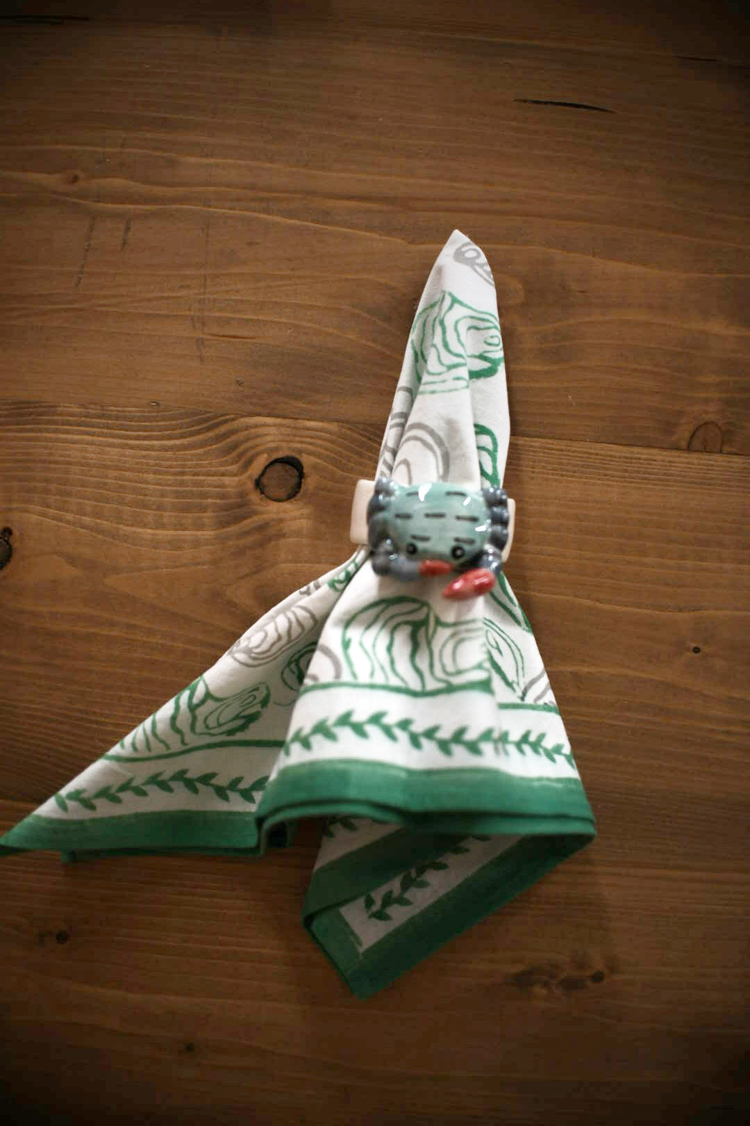 Linen Maine Oyster Napkins (Green, Set of 4)