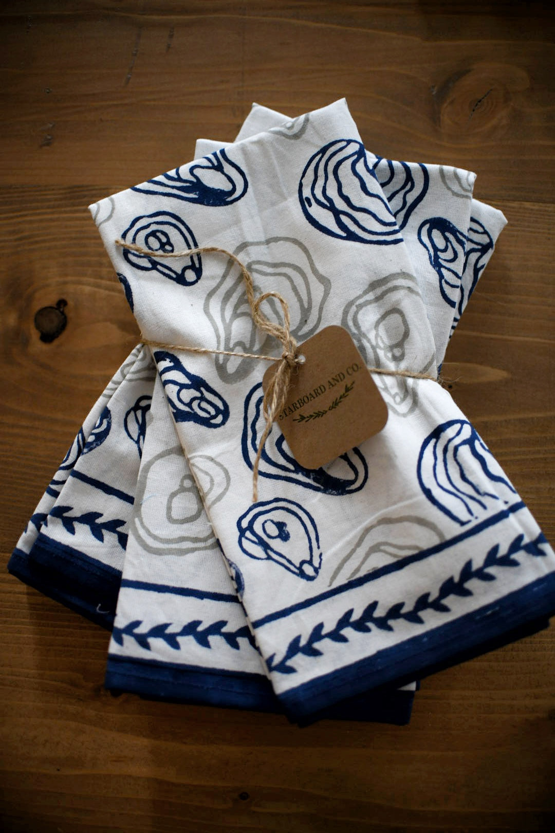 Linen Maine Oyster Napkins (Blue, Set of 4)