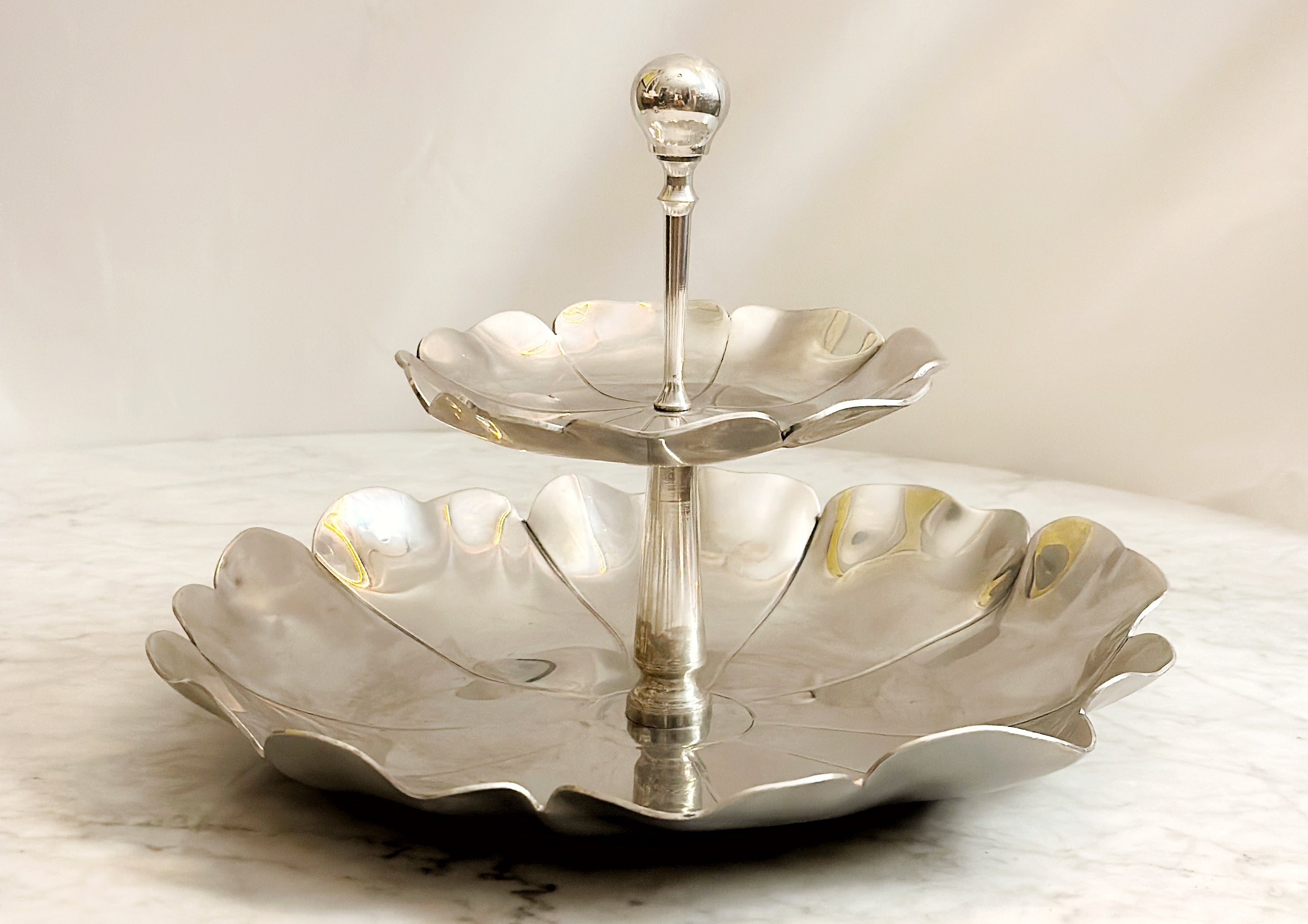 Vintage Two-tier Aluminum Serving Tray