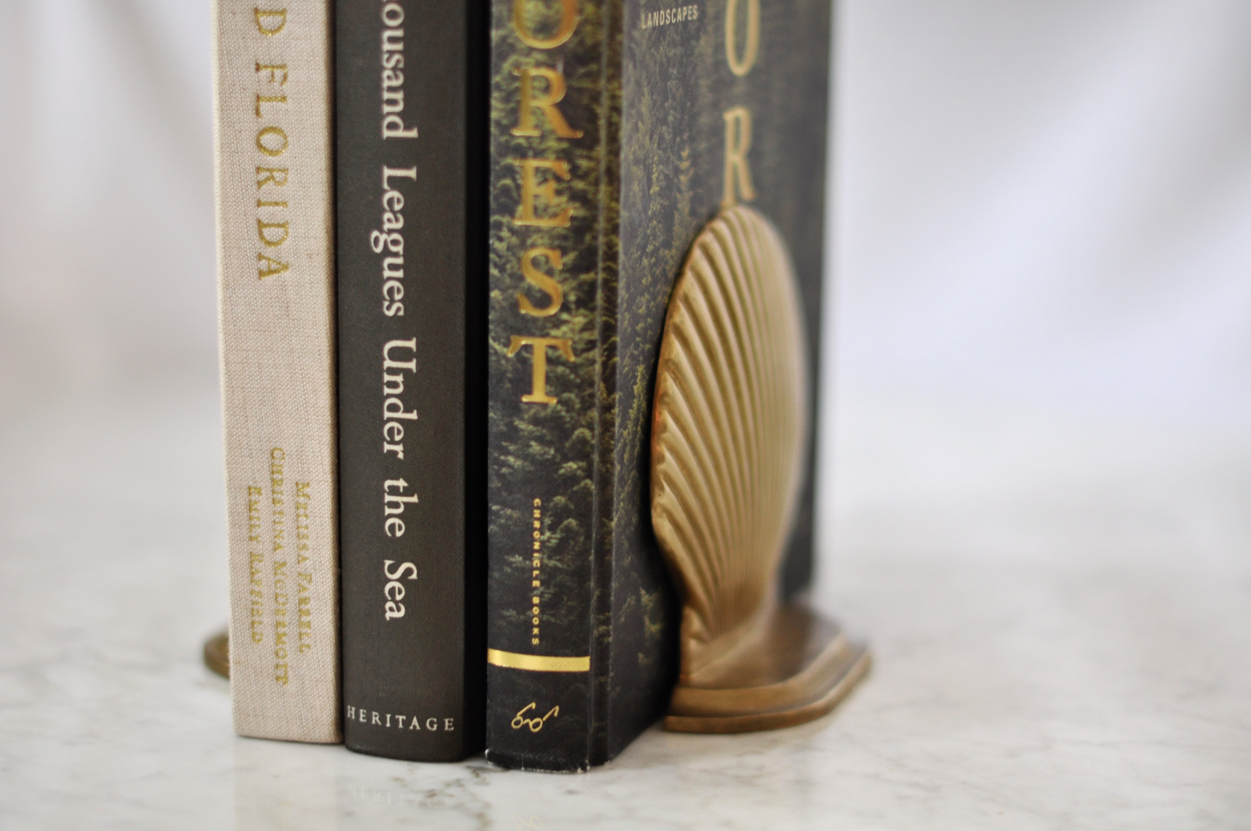 Vintage Brass Scallop Bookends