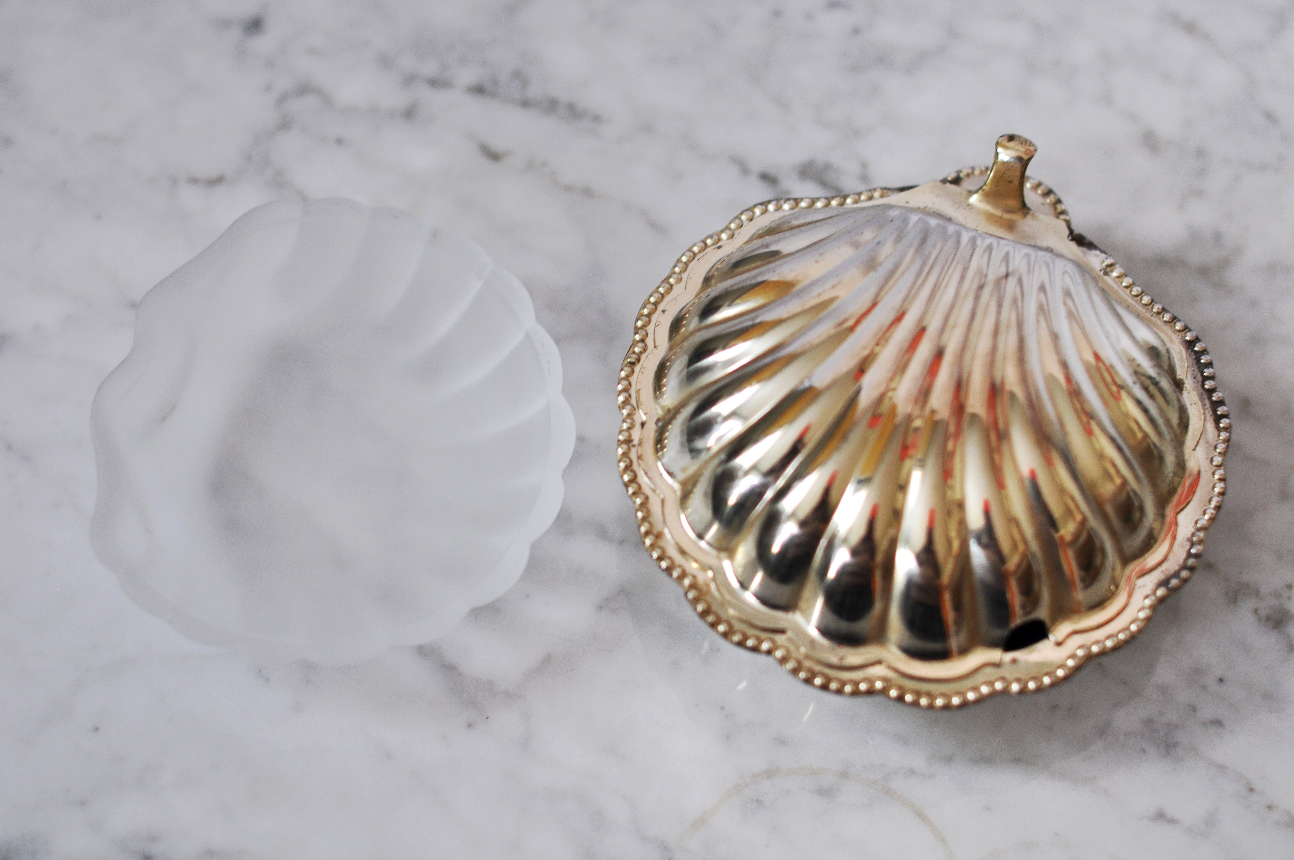 Vintage Chrome-toned Scallop Dish, Used for Caviar or Butter