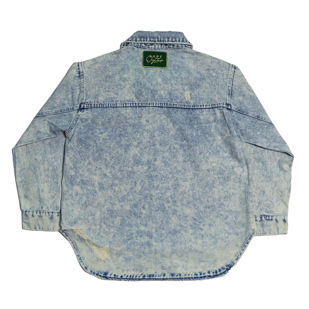 Upcycled Denim Jacket | Designed with Oyster and Knife Patches (Women's M)