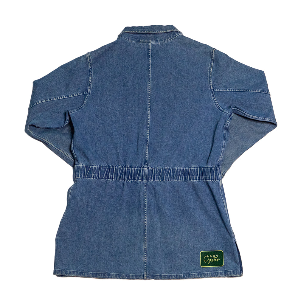 Upcycled Denim Jacket | Designed with Oyster, Lemon, and Knife Patches (Women's M/L)