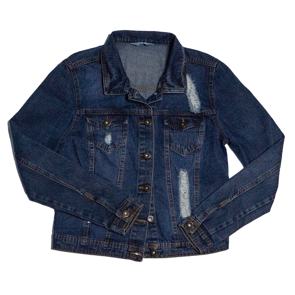 Upcycled Denim Jacket | Designed with Oyster and Knife Patches (Women's M)