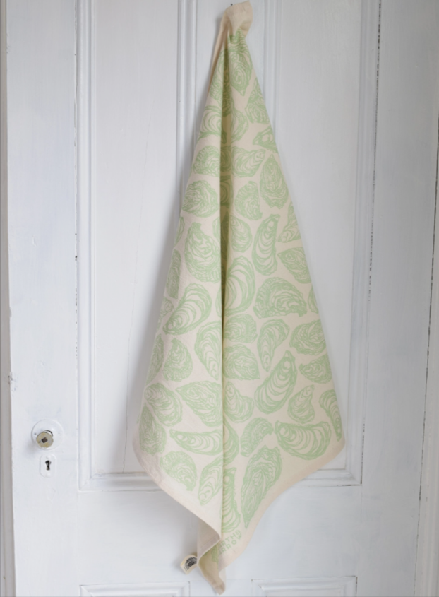 Organic Cotton Oyster Tea Towel - Green