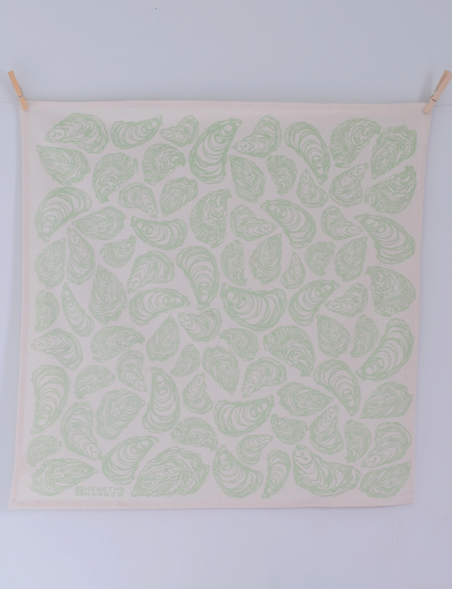 Organic Cotton Oyster Tea Towel - Green